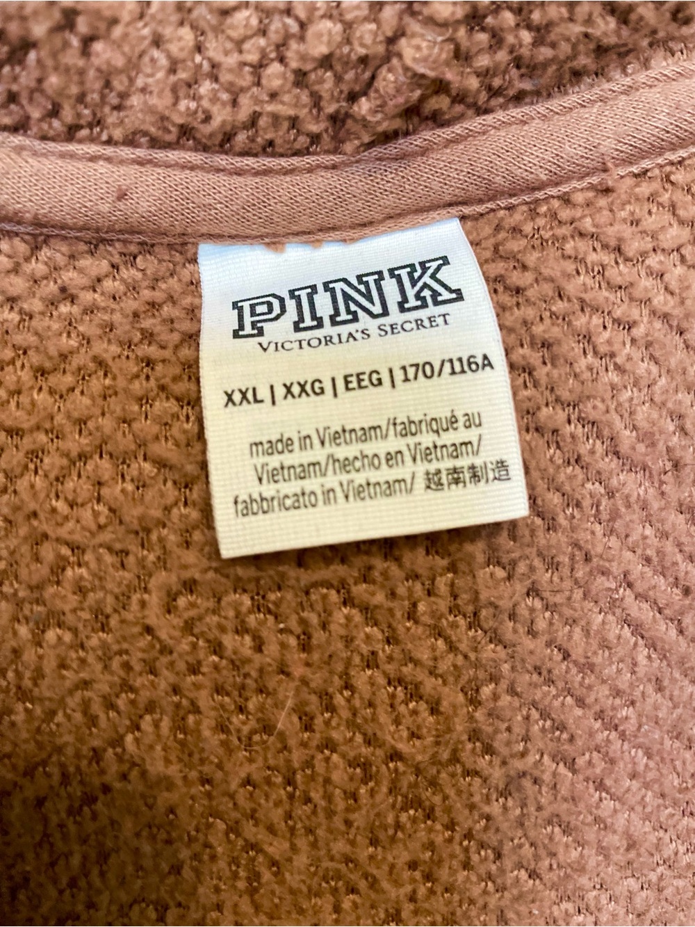 PINK Victoria's Secret Plush Taupe Sherpa Half-Zip Hoodie - Picture 4 of 10